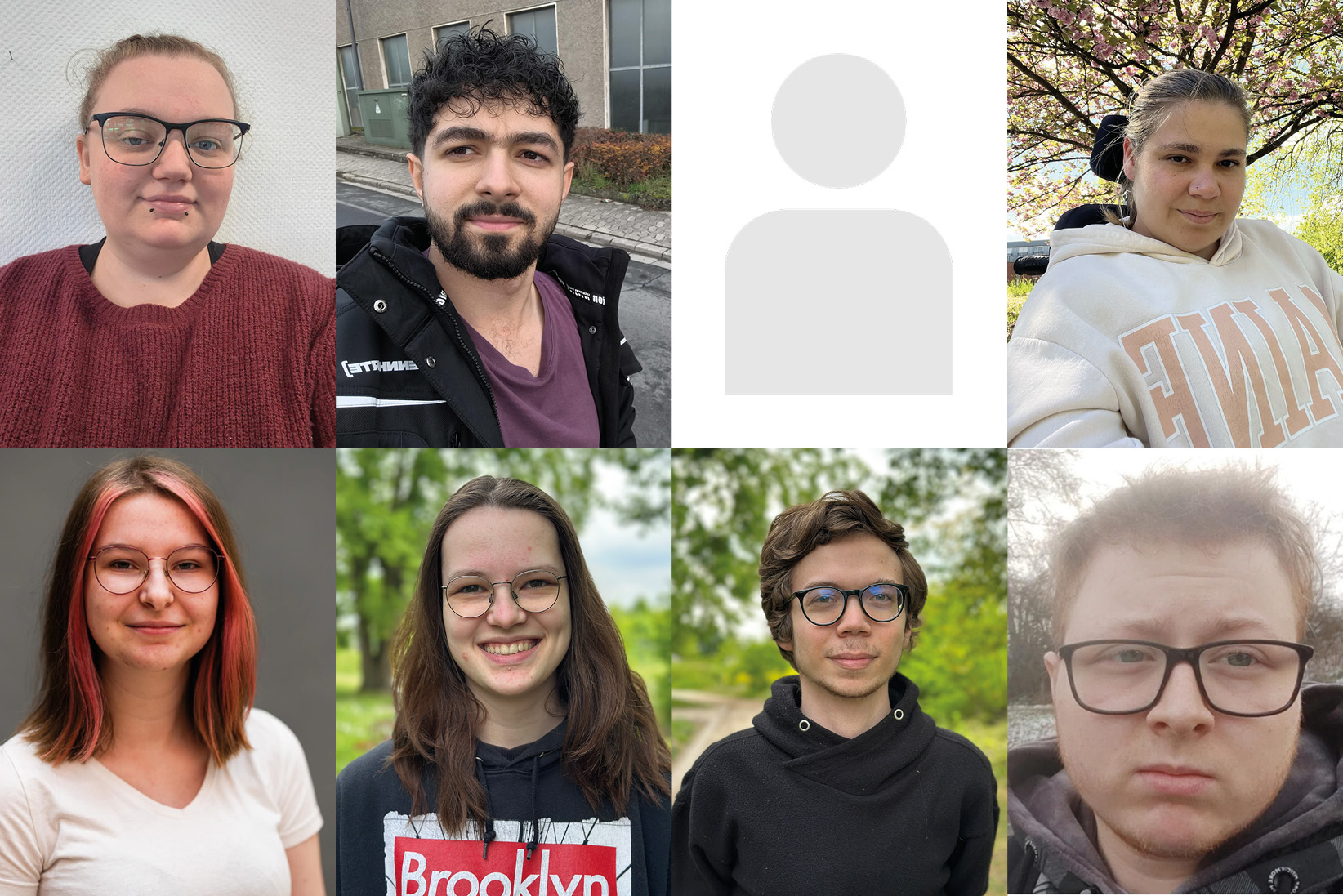 Collage mit 8 Portraits junger Menschen aus der Teilnehmendenvertretung im BBW Neuwied